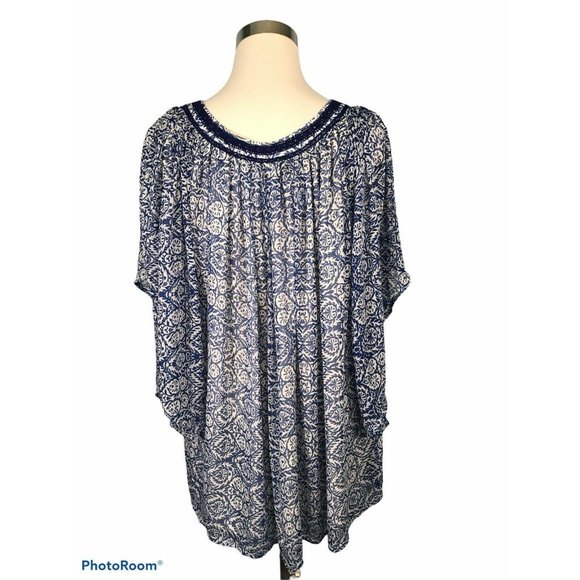 MING SUIT Women’s Blouse Size 8 Blue White Flowy - Picture 3 of 11